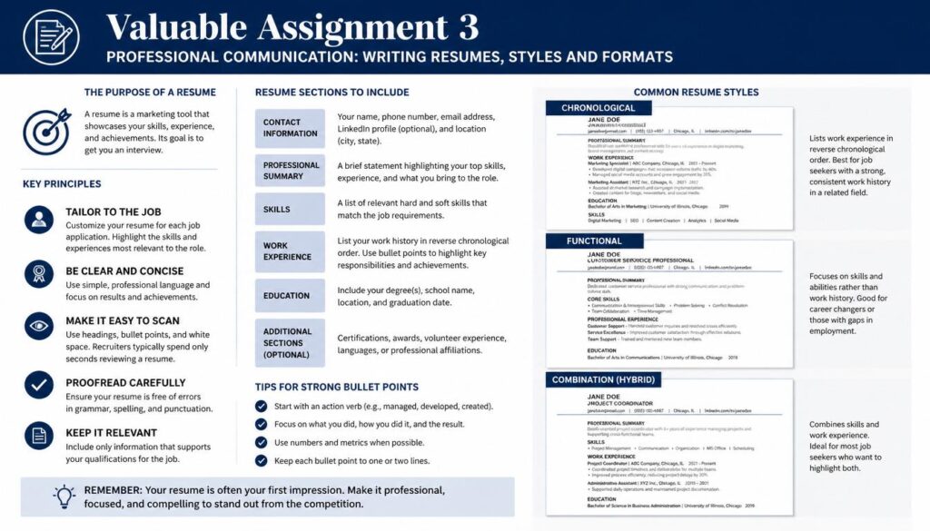 Professional Communication,Writing Resumes,Styles,Formats